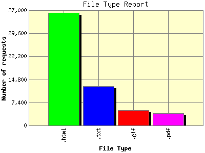 File Type Report: Number of requests by File Type.
